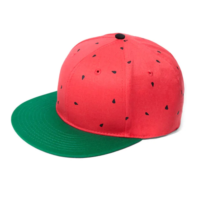 
High Quality Mens Plain Wholesale 6 Panel Cap Snapback Hats Watermelon 