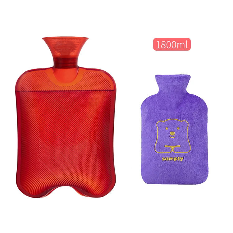 
Colorful 2 Liter Transparent Plastic Hot-Water Bag with Cover 