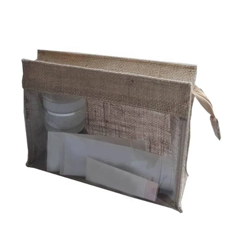
wholesale eco friendly custom promotional jute cosmetic bag 