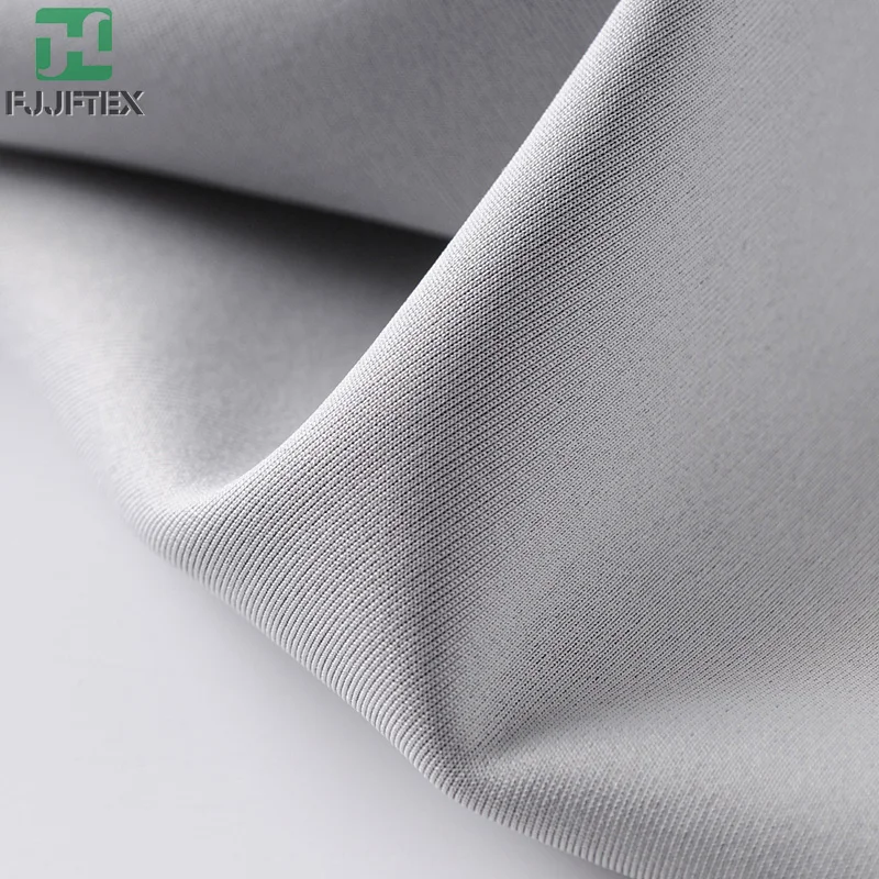 88 nylon 12 spandex interlock shiny double fabric jet black knitted shapewear fabric