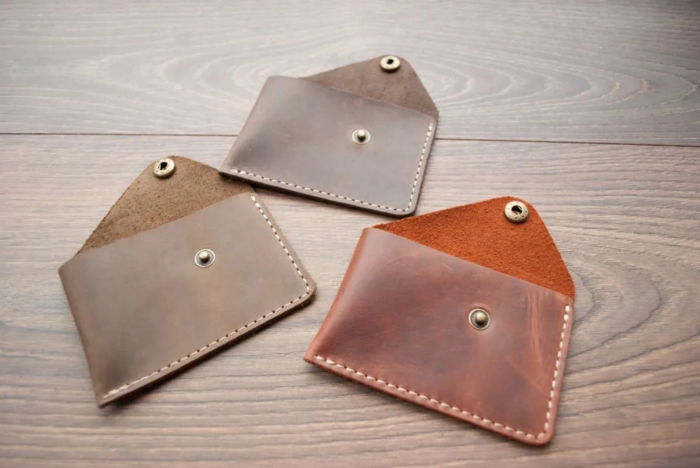 Handmade Perfect custom personalized real Italian leather Tarjetero wallet purse dark-brown cardholder slim men wallet