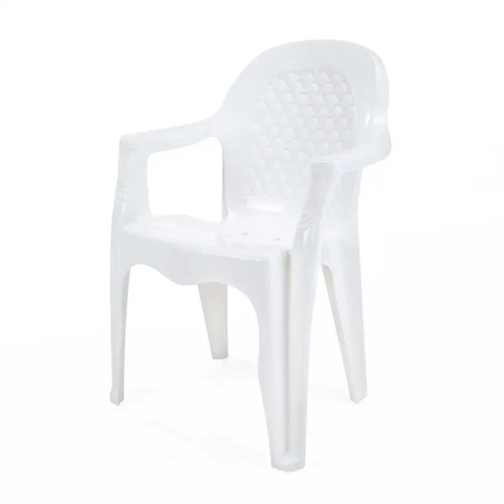 China factory party patio garden outdoor furniture polypropylene pp resin cheap monoblock white plastic chair with arms