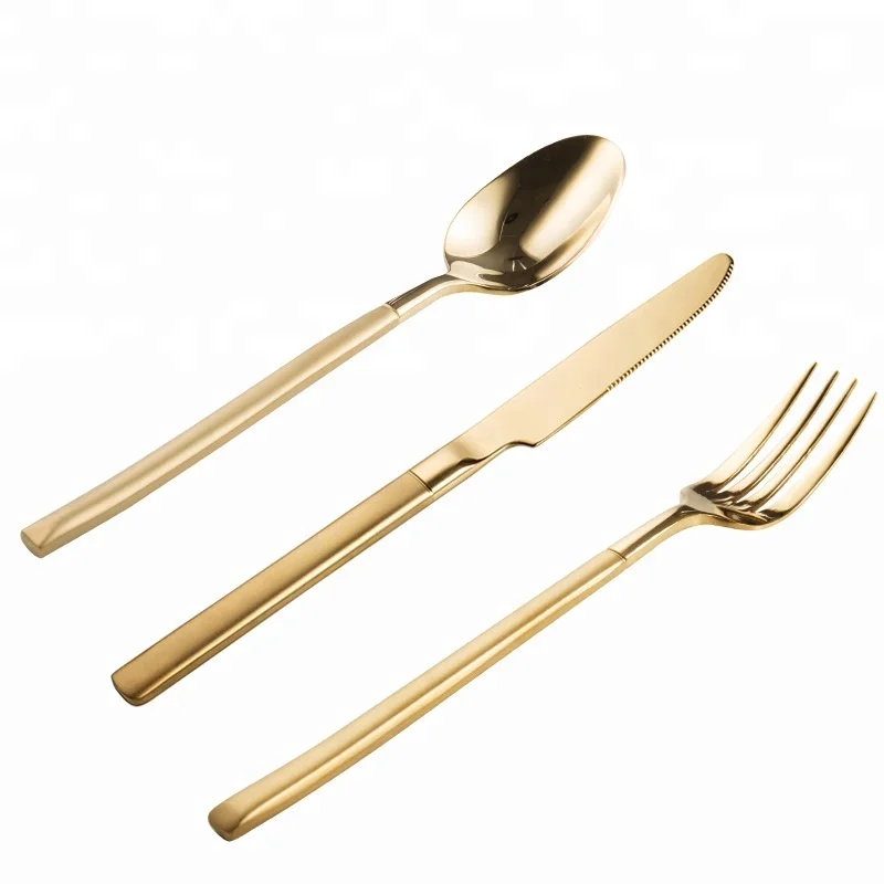 
Discount Inexpensive Flatware Set Stainless steel 18/10 Table matte gold cutlery set 