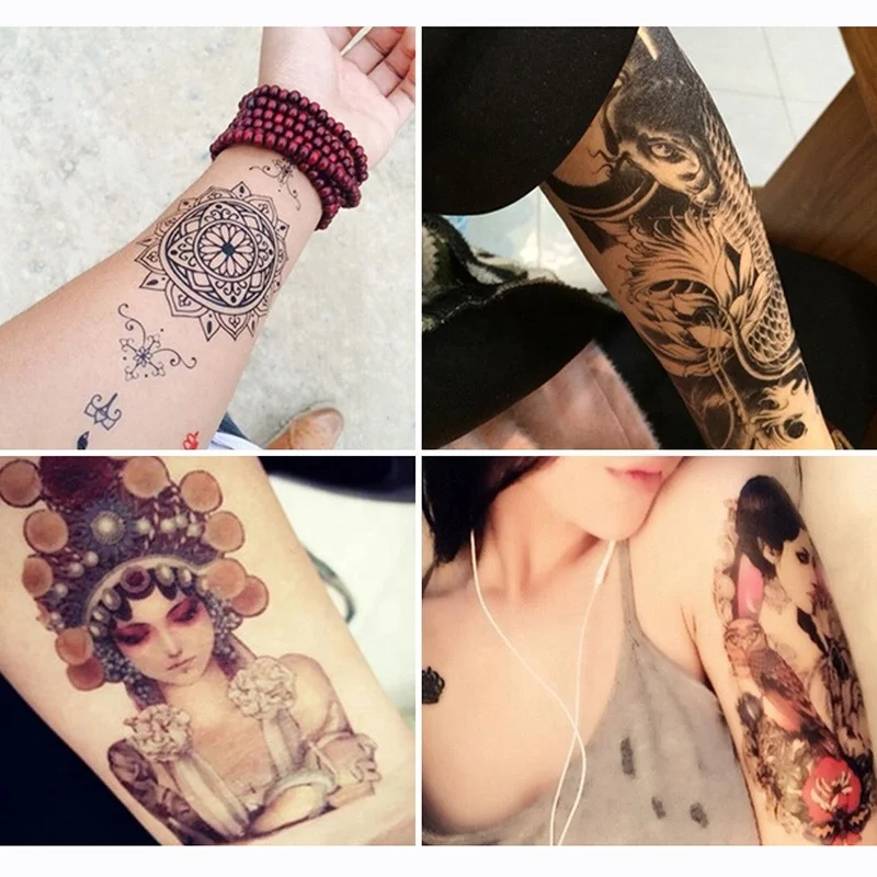 HB601-HB640 In Stock Half Arm Leg Body Art Painting Temporary Tattoo Sticker For Men