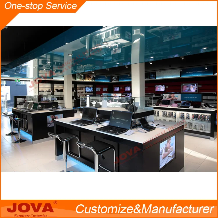 Custom computer retail table computer shop showcase decoration and counter design