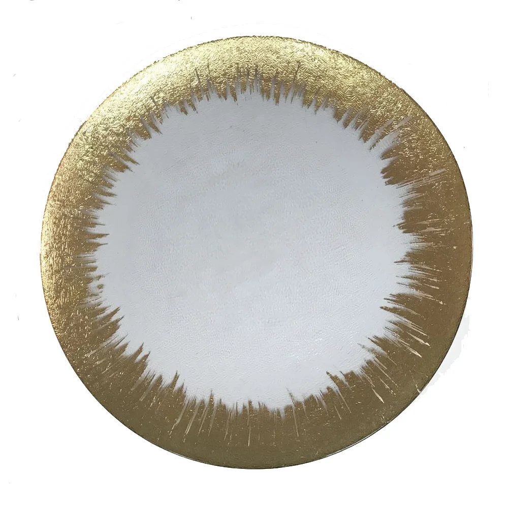 PZ38850 wholesale glass gold foil wedding charger plates