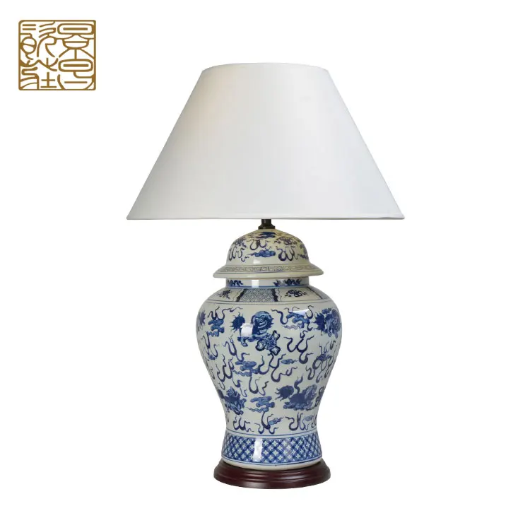 Modern living room lighting ceramic shade lamp table lamp with base switch