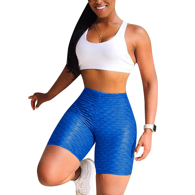 
Pure Color Blue Enhance Hip Elastic Butt Lift High Waist Seamless Yoga Pants 