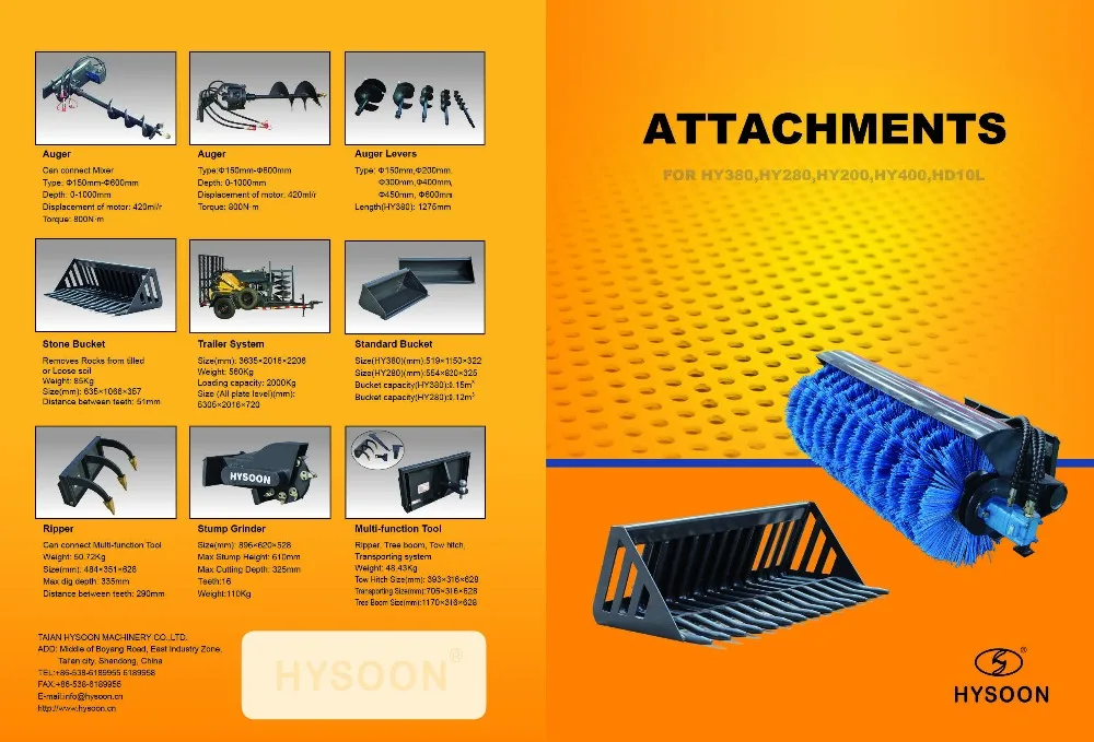CE approved Chinese hysoon mini loader attachments-4 in 1 bucket