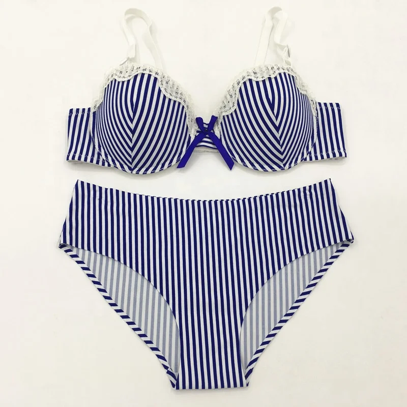 
Popular nylon bra panty with stripe printed 