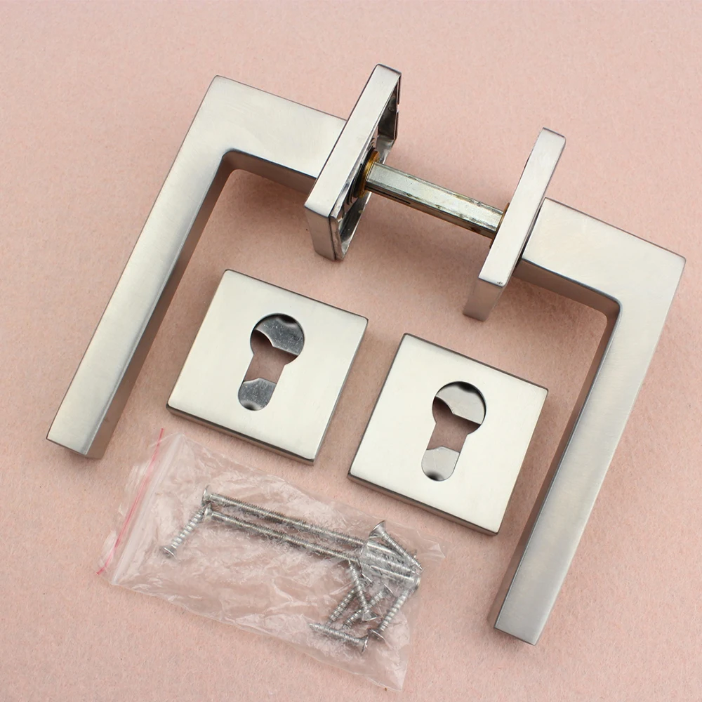 Door Lock Hardware Accessories Door Handle Square Design Hollow Stainless Steel Door Lever Handle