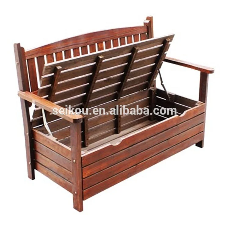 Wooden storage garden bench