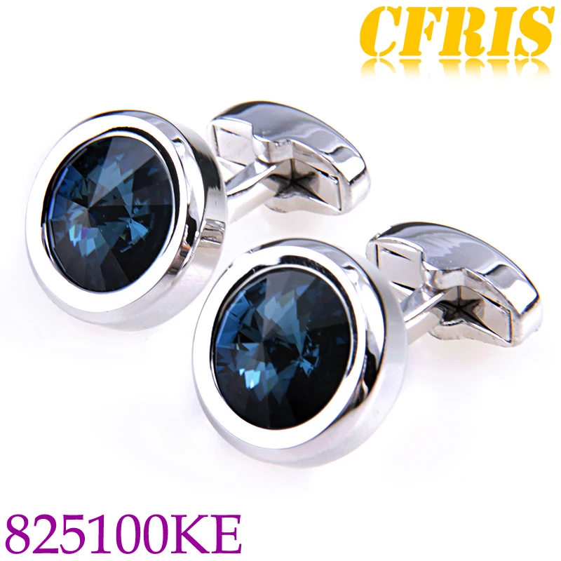 
Elegant Shiny Navy Blue Crystal Circular Cufflinks Wedding Cufflinks for Men 