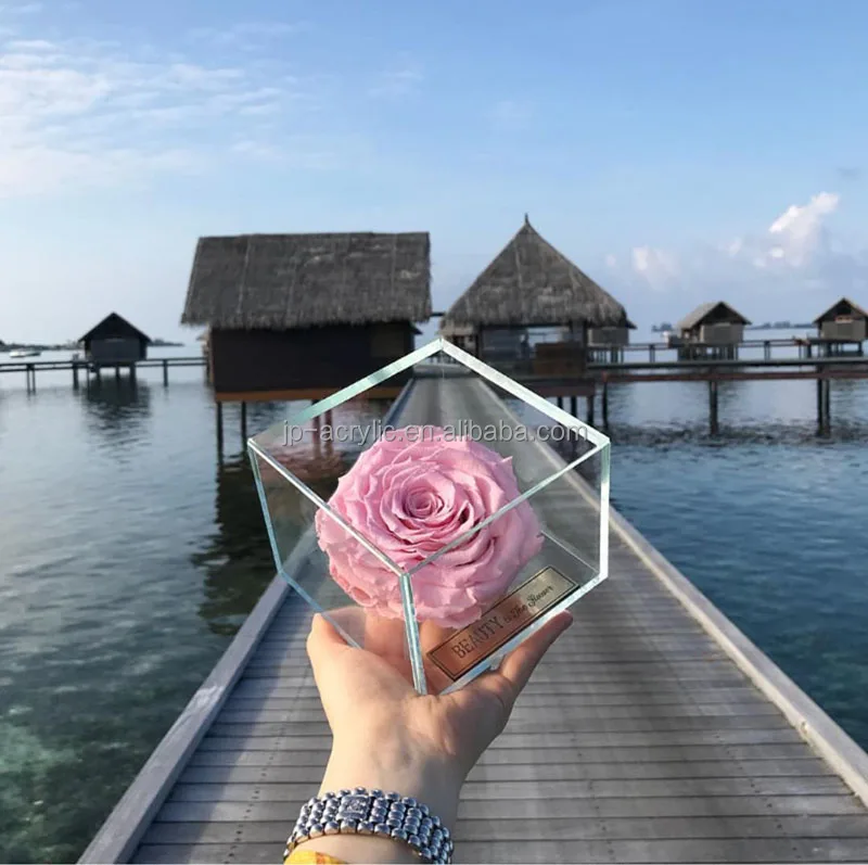 
New Arrival Small Plexiglass Acrylic Cube Flower Box with Lid 