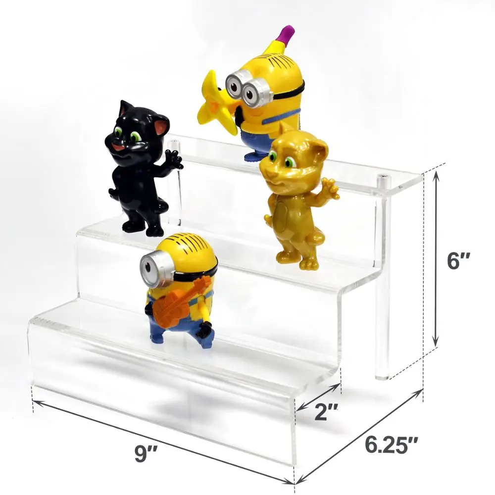 Acrylic Riser Stand Shelf for Amiibo Funko Pop Figure Display, 3 Steps Acrylic Display for Decoration and Organizer