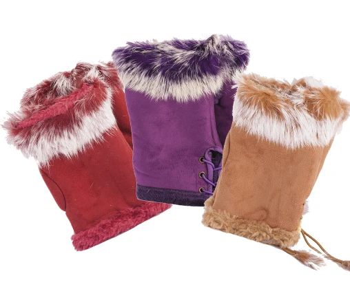 fashion winter warm faux fur fabric fingerless gloves ladies fashion mitten driving gloves