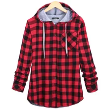2016 Fashion Women Hoodies Cotton Autumn Coat Long Sleeve Plaid cotton Hoodies Sport button Sweatshirts