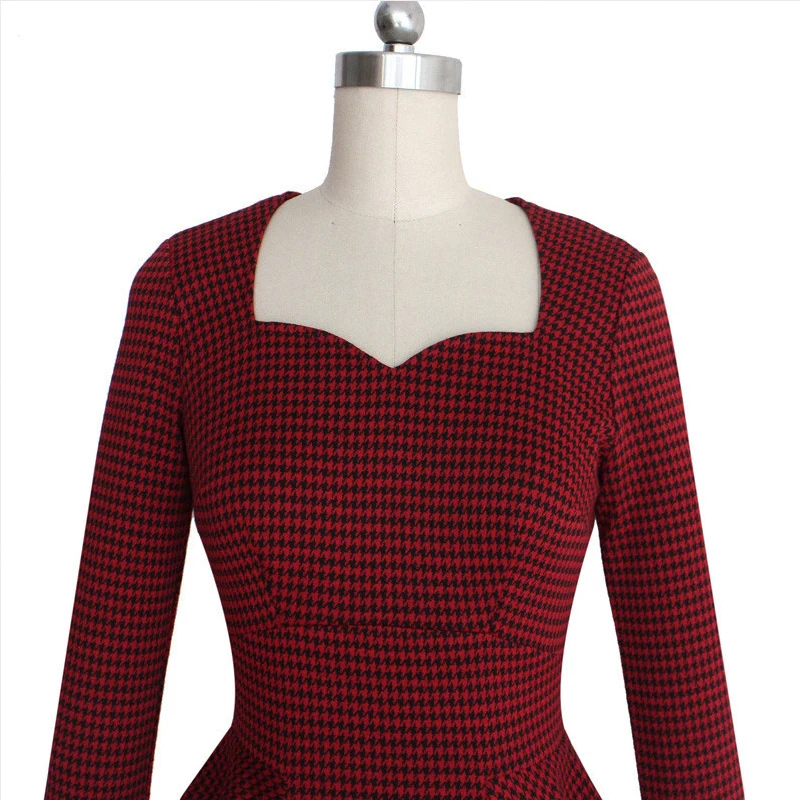 
Custom Hand Crochet Clothing Elegant Women Red Long Sleeve Dress Bodycon Casual Dress 