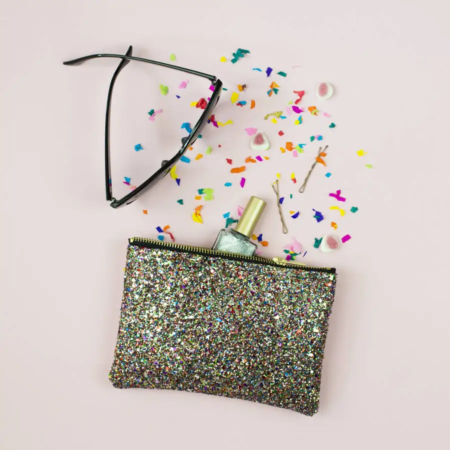 blank fashion women party glitter cosmetic bag makeup travel bag cosmetic clutch bag