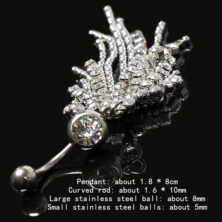 Body Jewelry Belly Tassel Navel Ring Czech Stone Titanium Steel Navel Piercing Belly Button Ring for Women Piercing Accessories