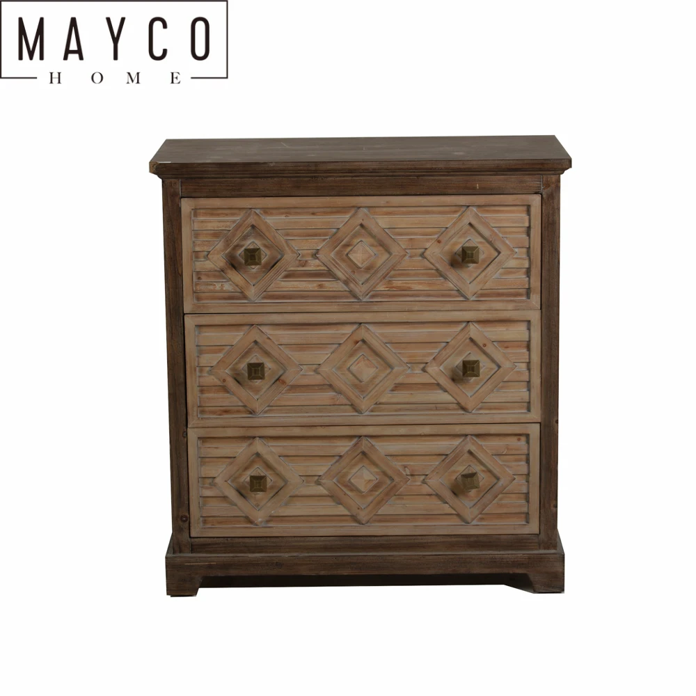 Mayco Wood Cabinet Living Room Furniture 3 Drawer Wooden Storage Accent Chest