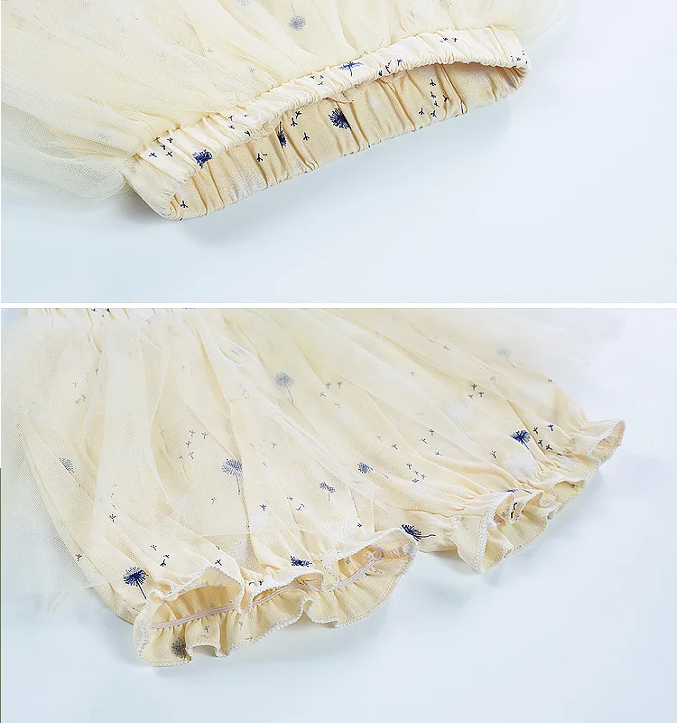 
Baby Bloomers Infant Toddler Girl Yellow Dandelion Floral With White Tulle Shorts Kids Girl Ruffle Shorts for 0-2 years 