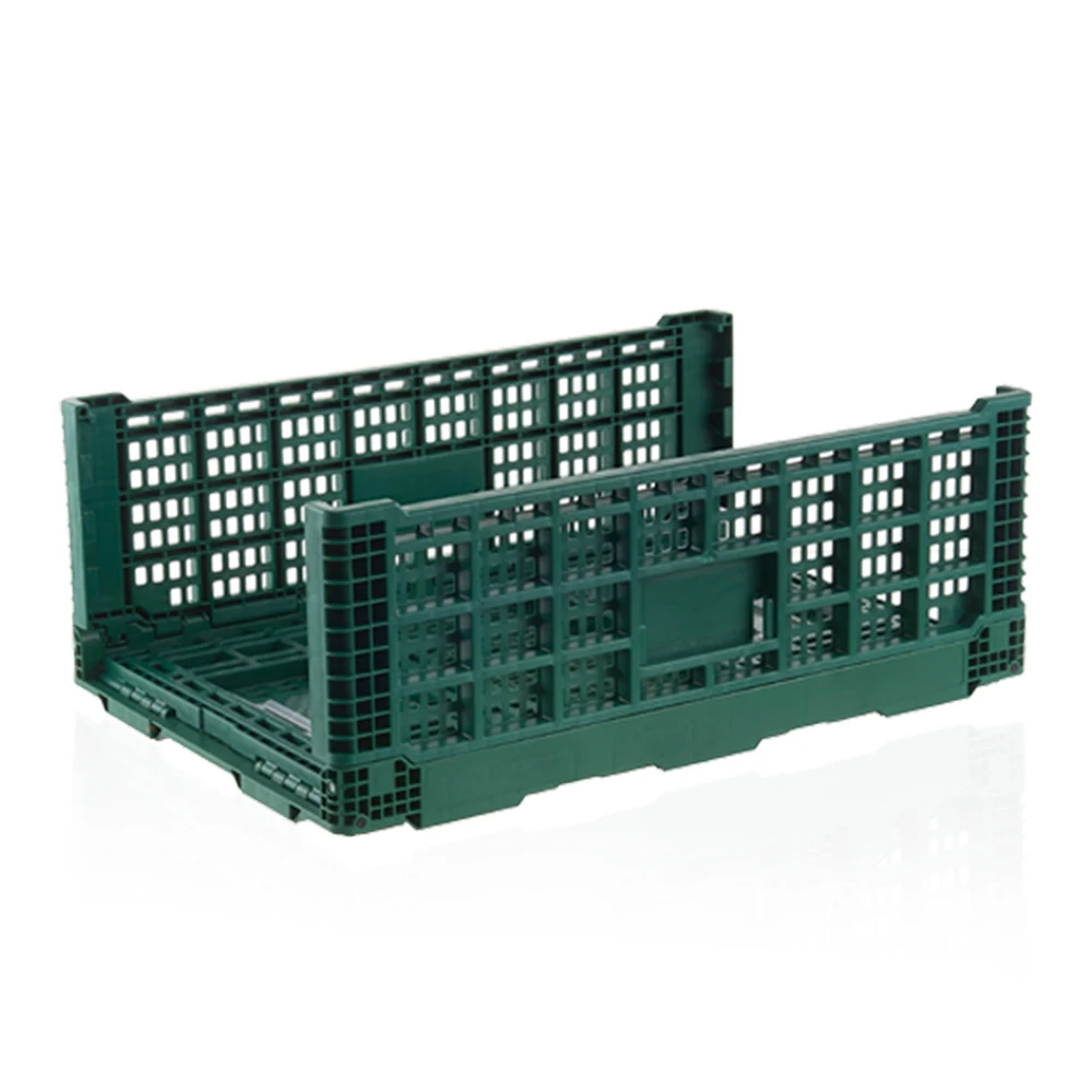 
Stackable vented collapsible storage plastic crate 