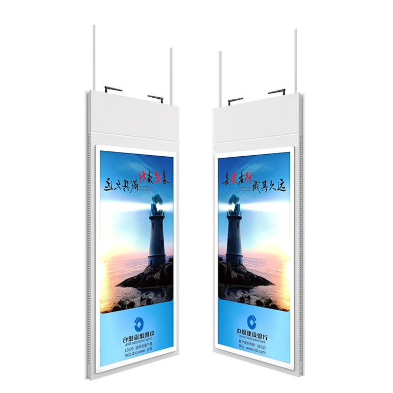 Ceiling roof mount super slim high brightness double screens 49 inch WIFI network LCD advertising player monitor