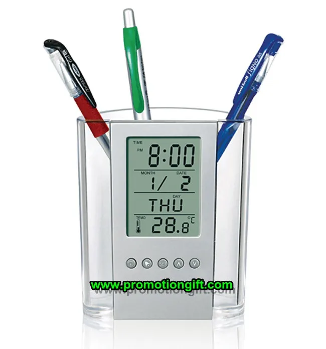  Многофункциональный пластиковый держатель для ручек с календарем и часами