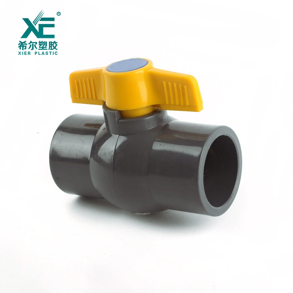 Высококачественный компактный шаровой кран из ПВХ с желтой ручкой-бабочкой