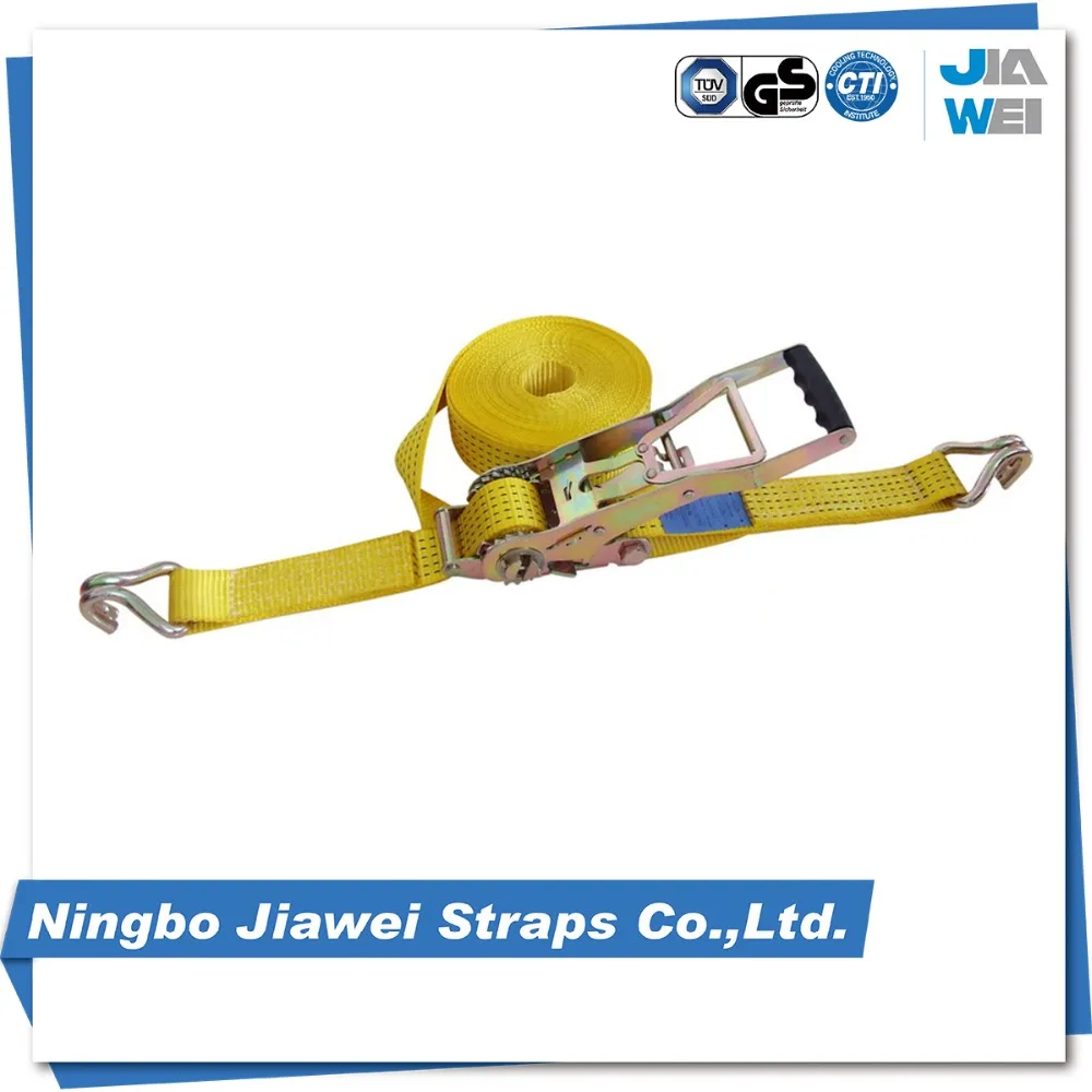 2" 5T Good quality Ergo ratchet tie down strap with double J hook for truck