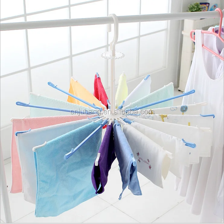 Hot sale windproof rotating foldable Baby Cloth hanger / Plastic Towel Rack / Windproof Towel Drying Hanger