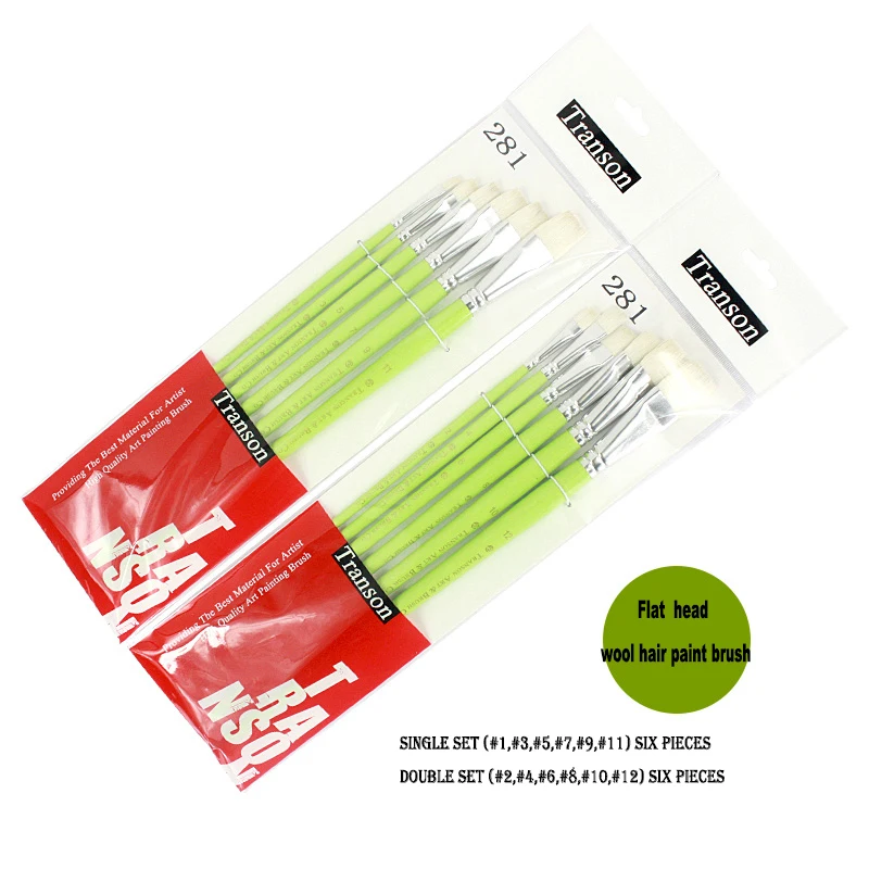 Wool hair Flat Head Art Acrylic Paints Type and Set Packaging creative craft kit Transon 6pcs set