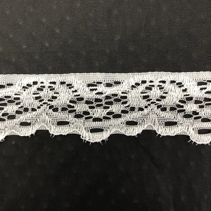 White Narrow Nylon Lace Trim French Guipure Elastic Lace Trimming For Dress Fabric
