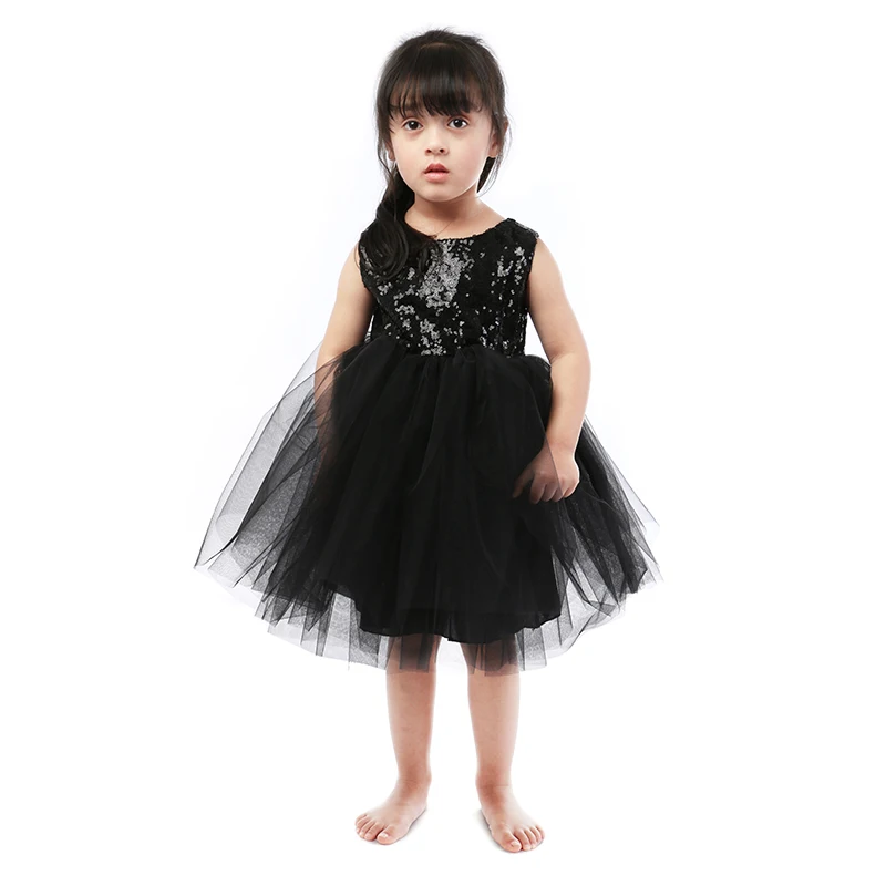 The Latest Design Wholesale Baby Clothing Girls Solid Sequin Single Tulle Lace Dress Beautiful Girl Tutu Dress