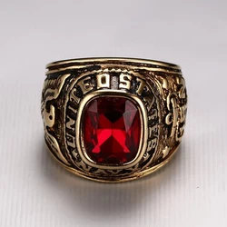 YWMT 2019 Wholesale Vintage Dubai Gold Gemstone Ring Stainless Steel Ring For Men