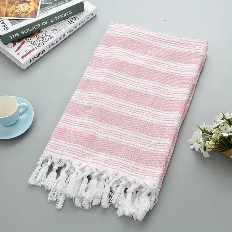 Turkish 100% Cotton Tassels Terry Beach Towel Custom Printed Wholesale Jacquard Beach Turkish Towel For Spa Hotel Picnic Beach