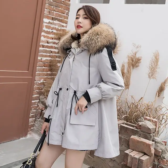 New Fashion Style Fox Fur Women Winter Warm Parka Fur Jacket