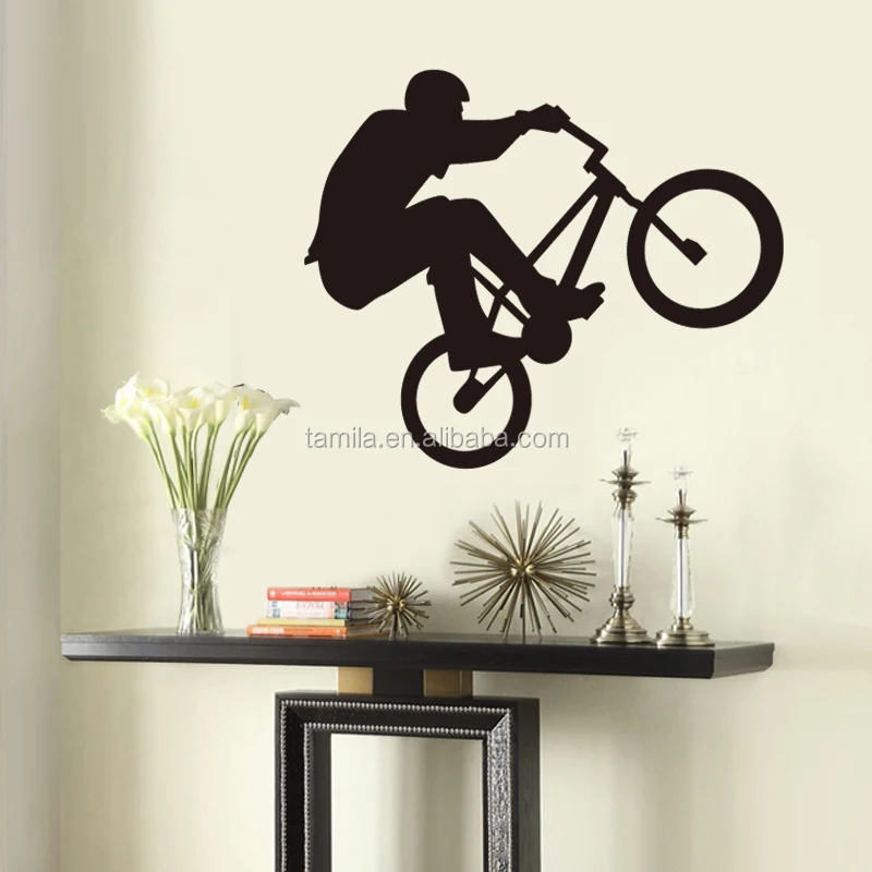 Kids bicycle sport theme boy wall sticker design for home decal