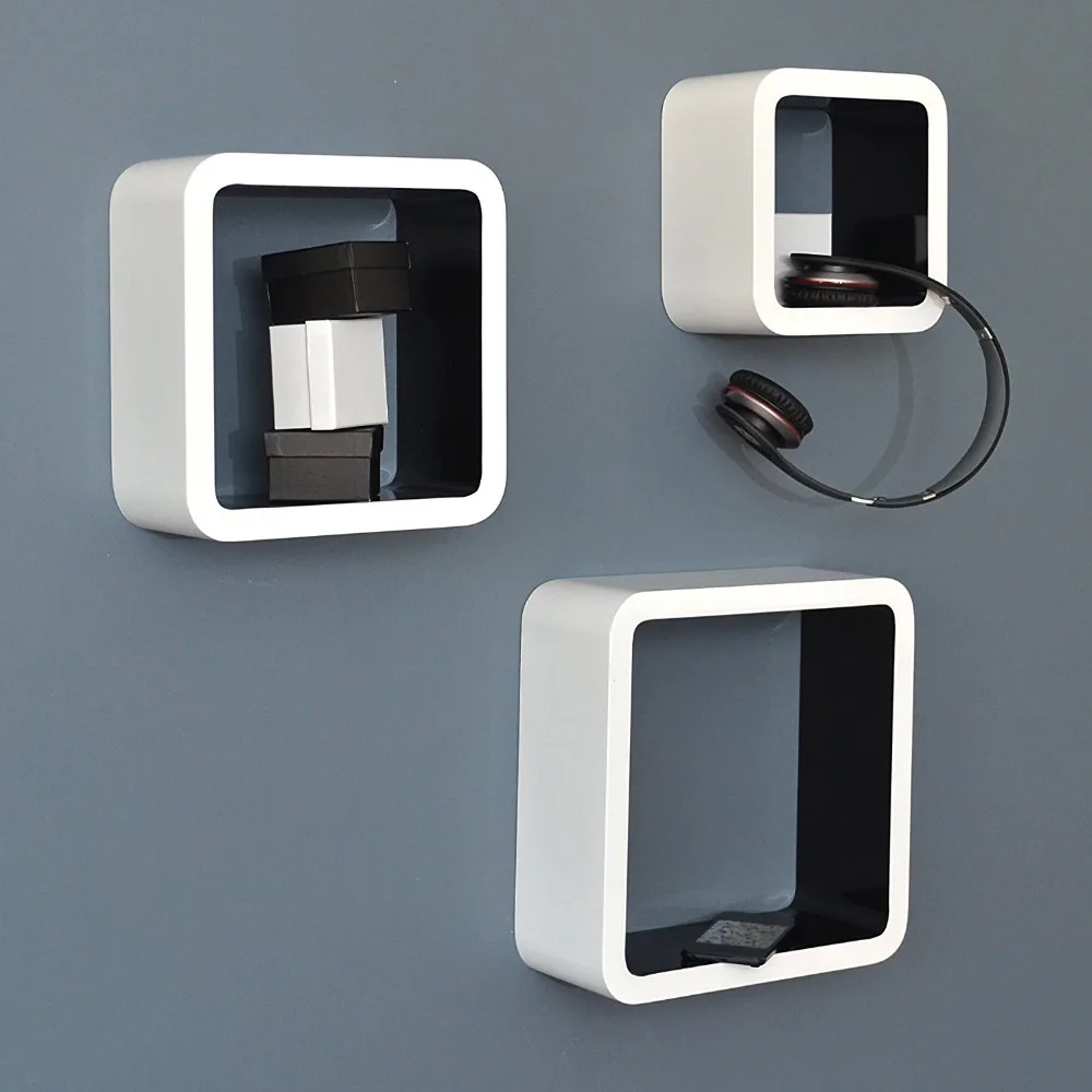 Chinese home wooden decorative floating wooden wall mount corner book cube shelf design