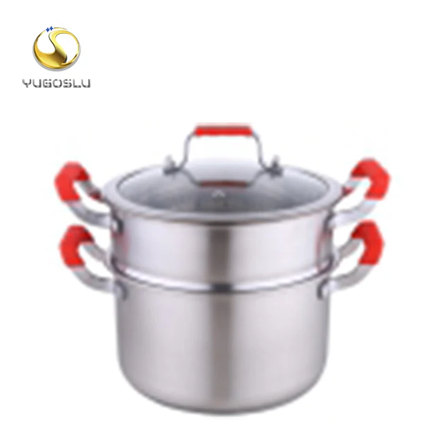 Hot Sale  Eco Friendly 16-26cm SS304 Stainless Steel  Milk Pot  Double Wall Steamer Pot With glass lid