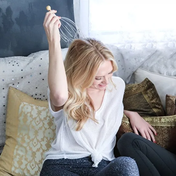 Portable Steel Gentle Rubber Beads sharp Handheld Scalp Hair Growth Head Massager