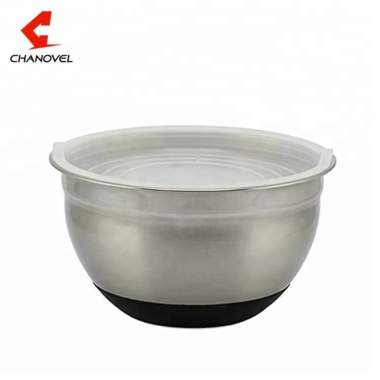 Best Selling Food Grade Premium Durable Korean Food Bowl Stainless Steel Salad Bowl with Non Slip Base and Lid