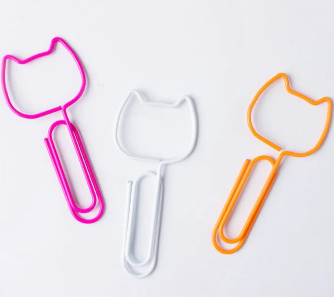
Stationery Promotional Custom office new design cat shape cute metal paper clip 