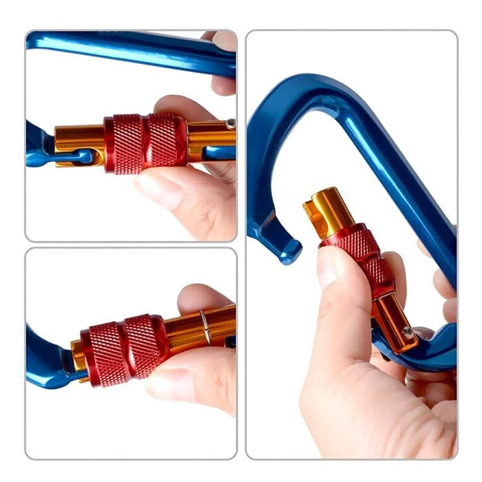 Auto-lock alloy carabiner 25KN D-shape climbing carabiner