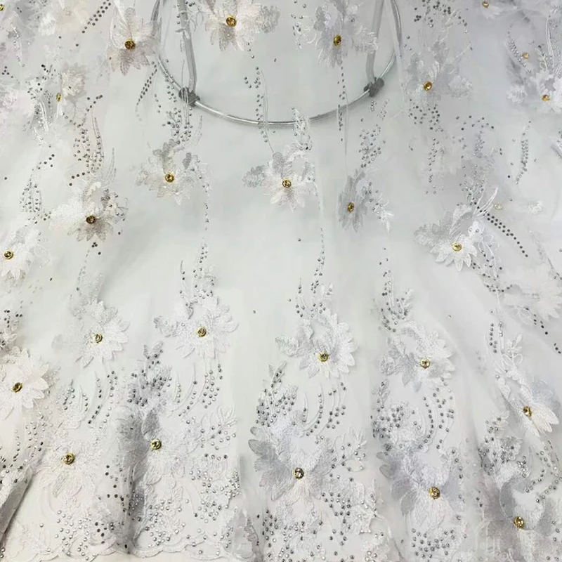 Wedding embroidery voile burgundy dress crystal lace fabric african with stone