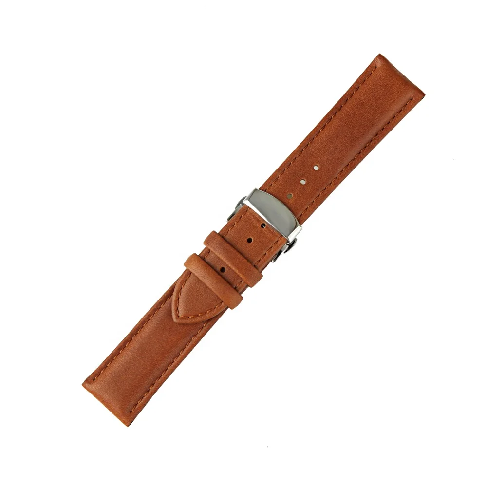 Top Brand alligator grain Genuine leather Watch strap with Double Butterfly Buckle