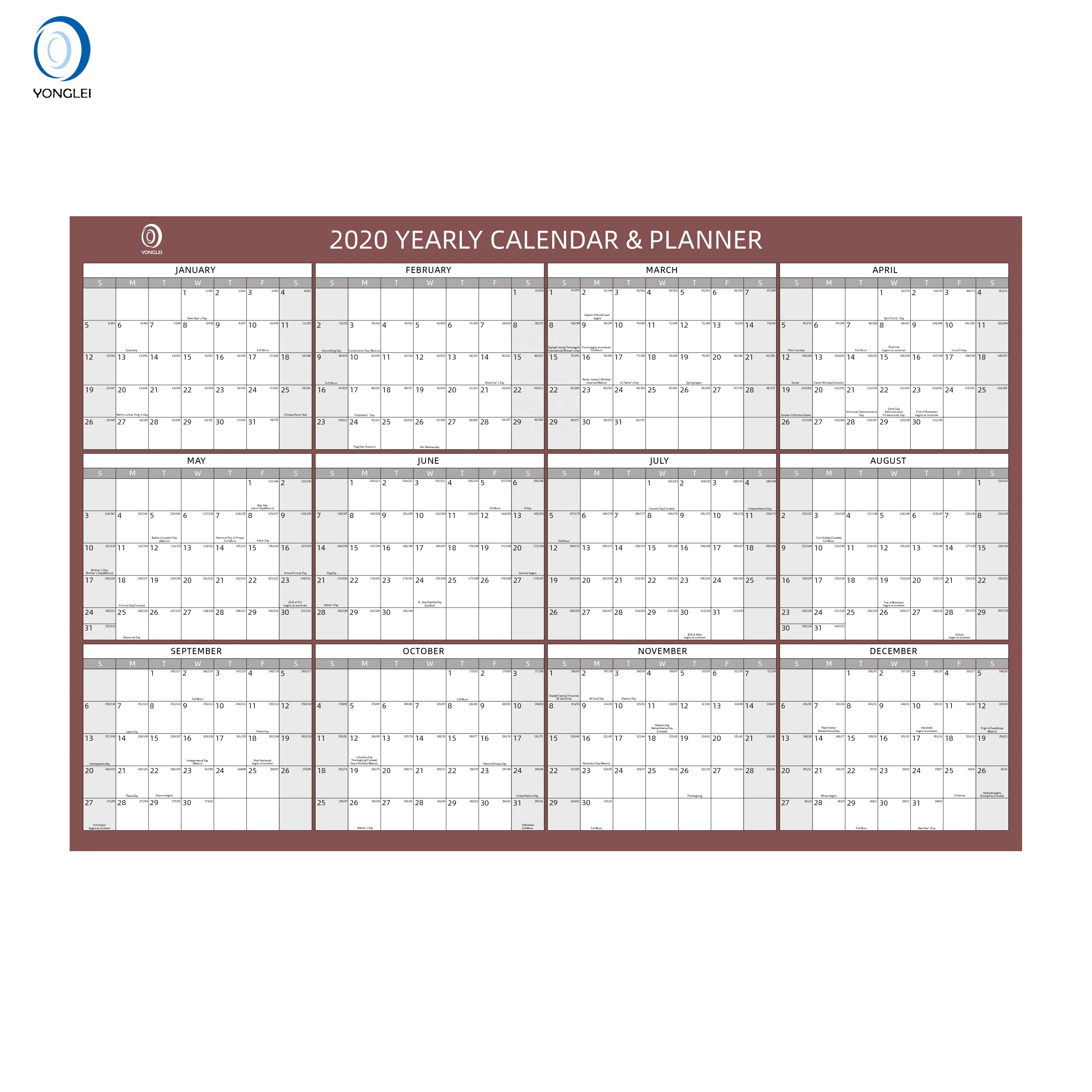 022-5B1 Laminated 2 sided calendar yearly jumbo wall calendar customised calendar