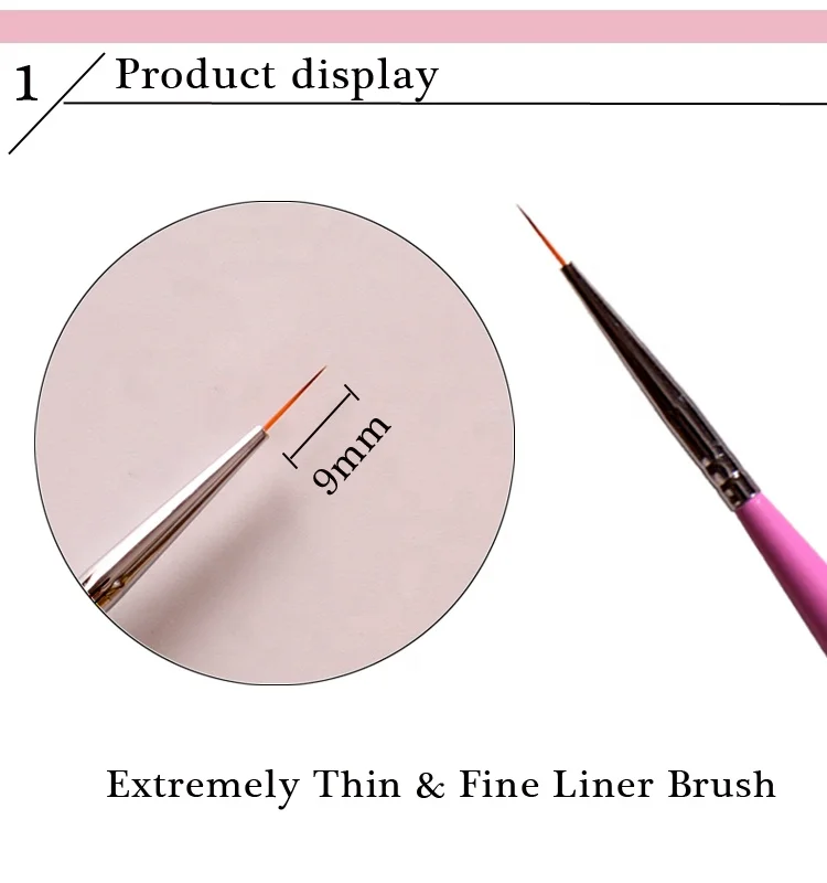 Jiexia Plastic Super Thin 9mm Nylon Hair Nail Art Fine Liner Brush for Detailer Painting