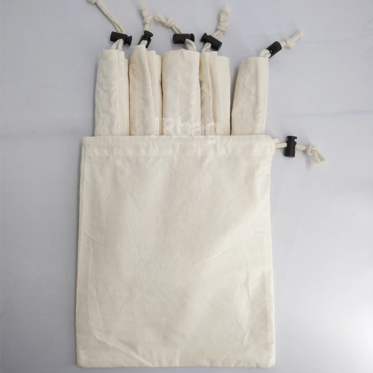 BSCI Factory Eco Friendly  Unbleached Reusable Organic Cotton Muslin Drawstring Produce Bag